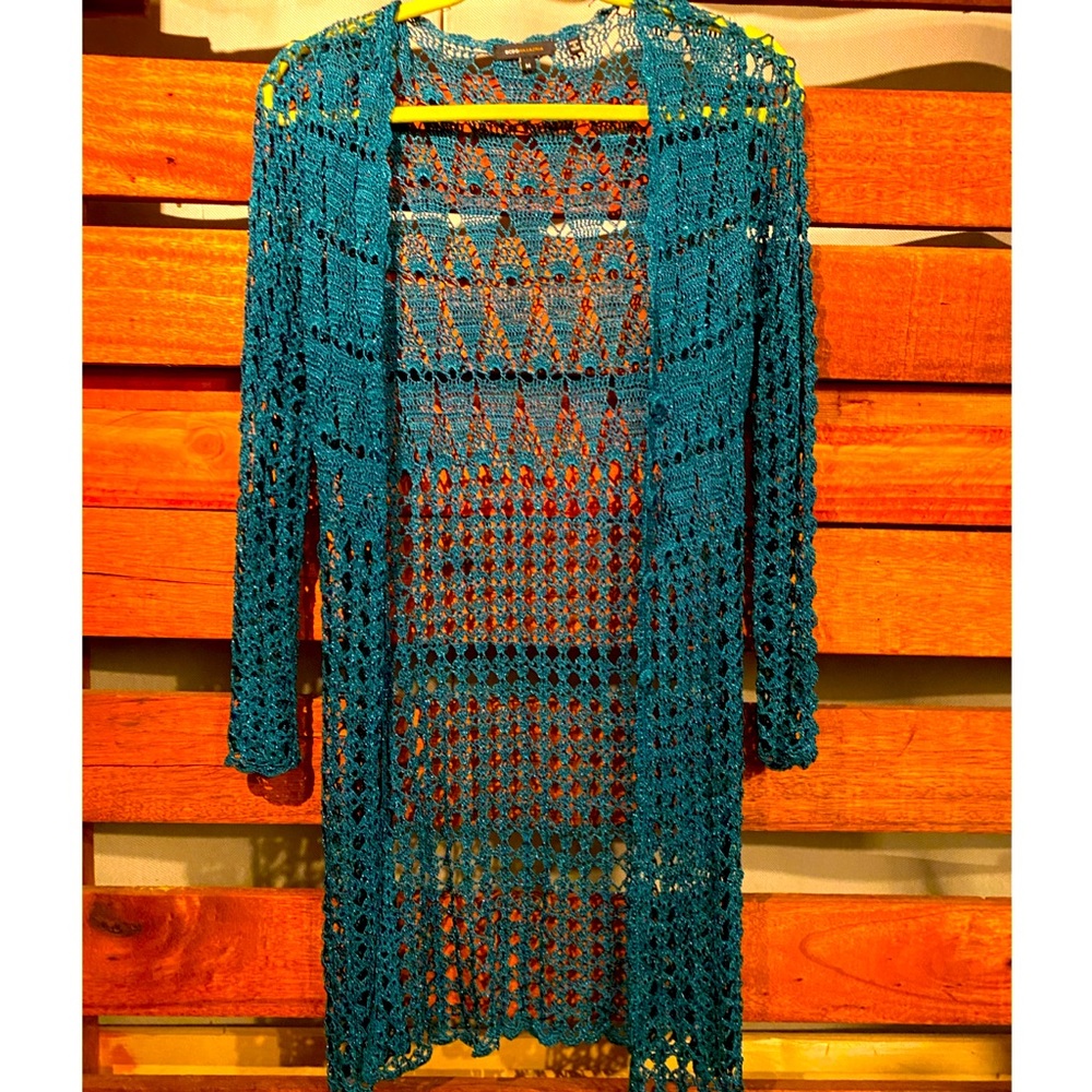 Emerald Lurex Crochet Duster